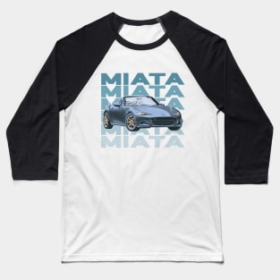 Mazda Miata (Blue) / Retro Style Sunset Design Baseball T-Shirt